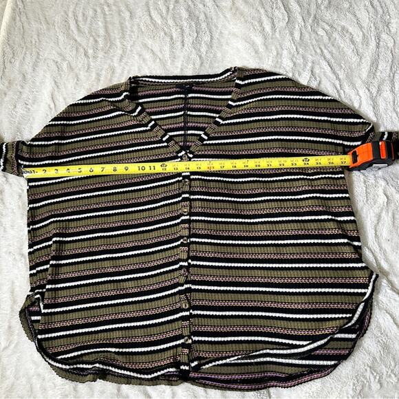 Out From Under Urban Outfitters Size M Jojo Green Striped Top Casual Tie Front - Picture 7 of 12